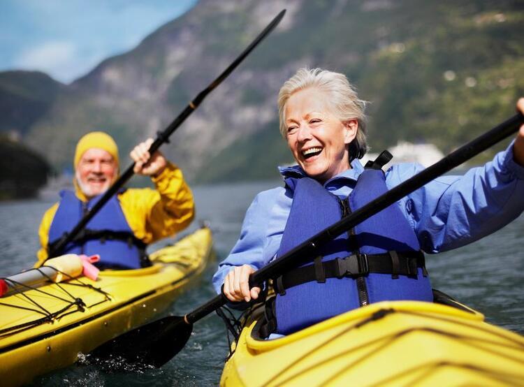 Couple kayaking